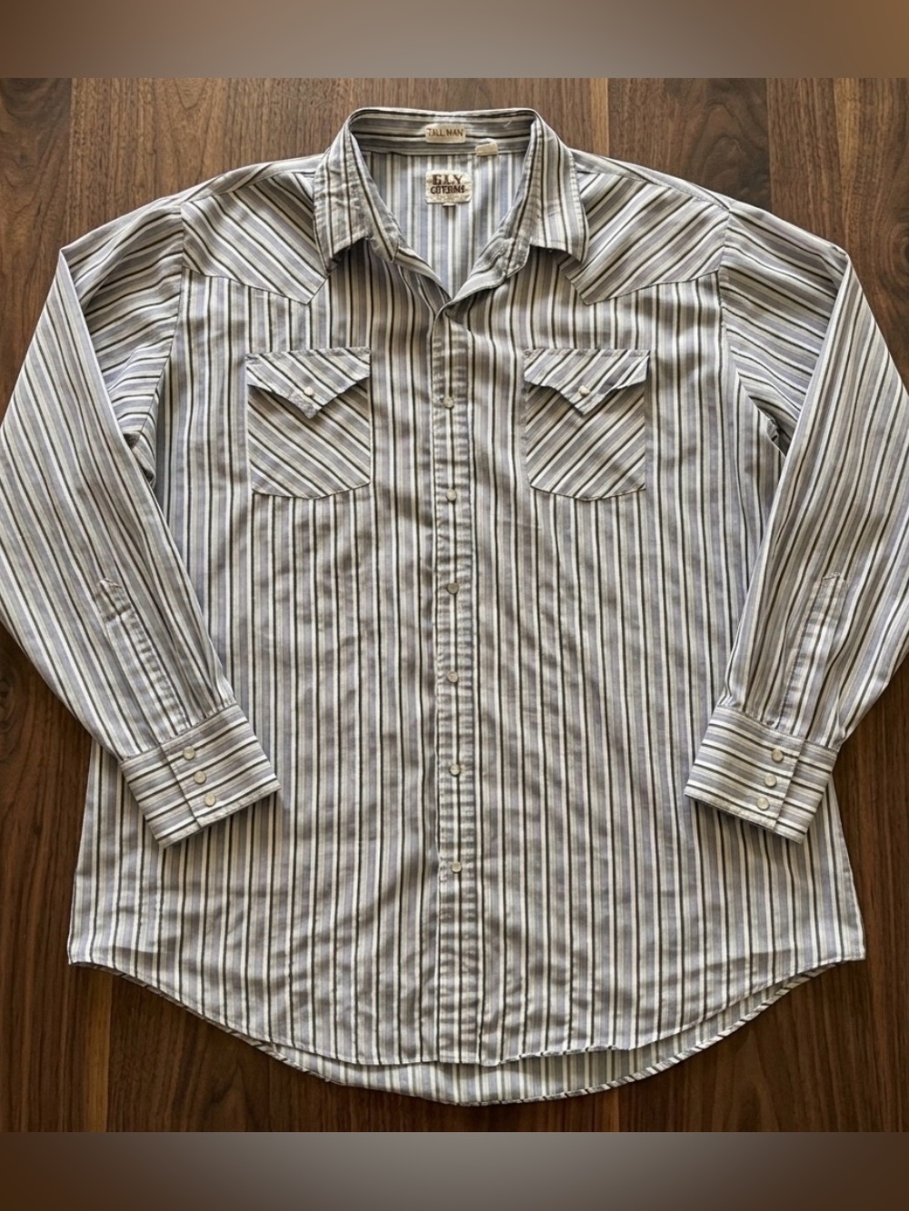 Authentic Vintage Ely Cattleman Big & Tall XXLT Striped Western Button-Up Shirt
